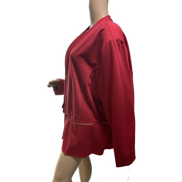 NWT IMAN Red Open Front Zipper Detail Long Sleeve Jacket Sz 3X Corpgore Business - Picture 10 of 16